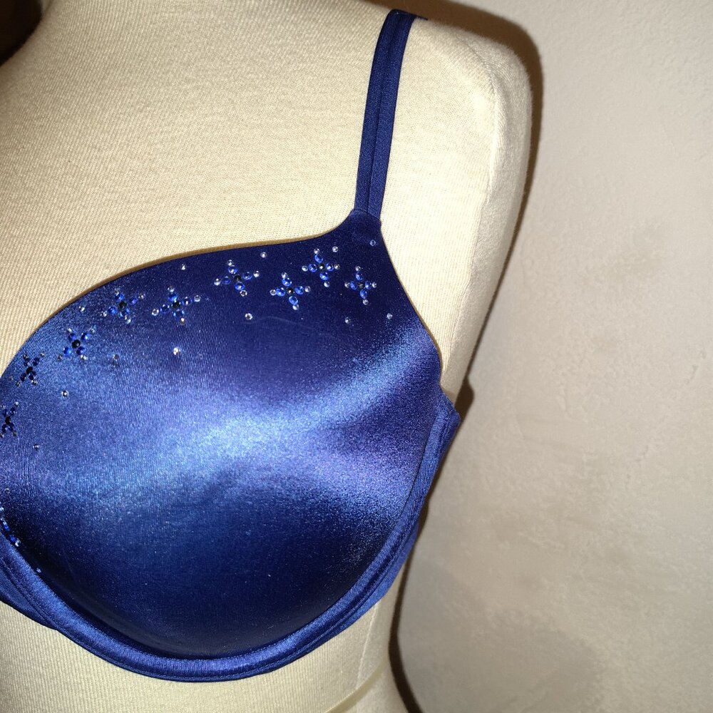 Victoria's Secret Size 34 DD Very Sexy Push-Up Bra Dark Blue Sexy Sparkle - Picture 2 of 7